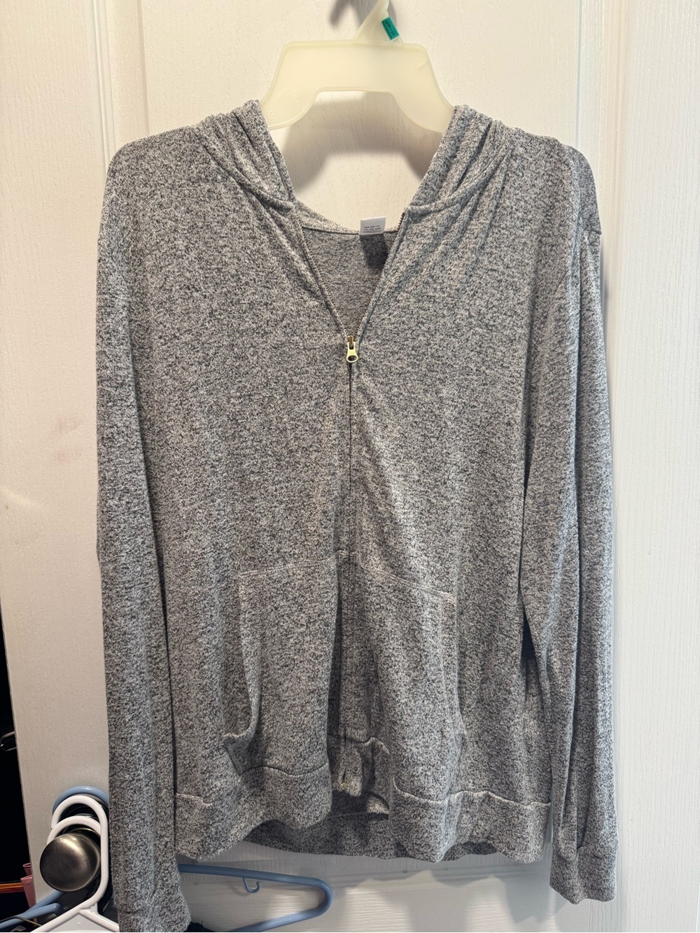 Old Navy Heather Gray Zip-Up Hooded Cardigan